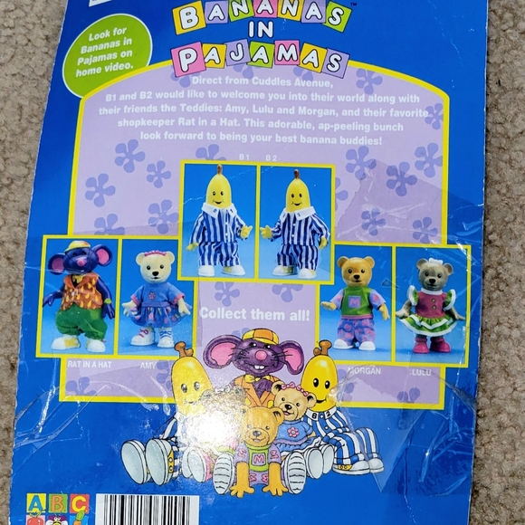 Vintage 90's Bananas In Pajamas Morgan Bear TOMY VINYL Figure New In Box! 1996 - Picture 3 of 5